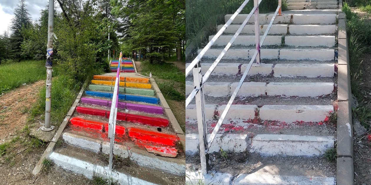 ODTÜ Onur Yürüyüşüne günler kala: Yönetim, gökkuşağı merdivenlerini yine beyaza boyadı - ÜniKuir